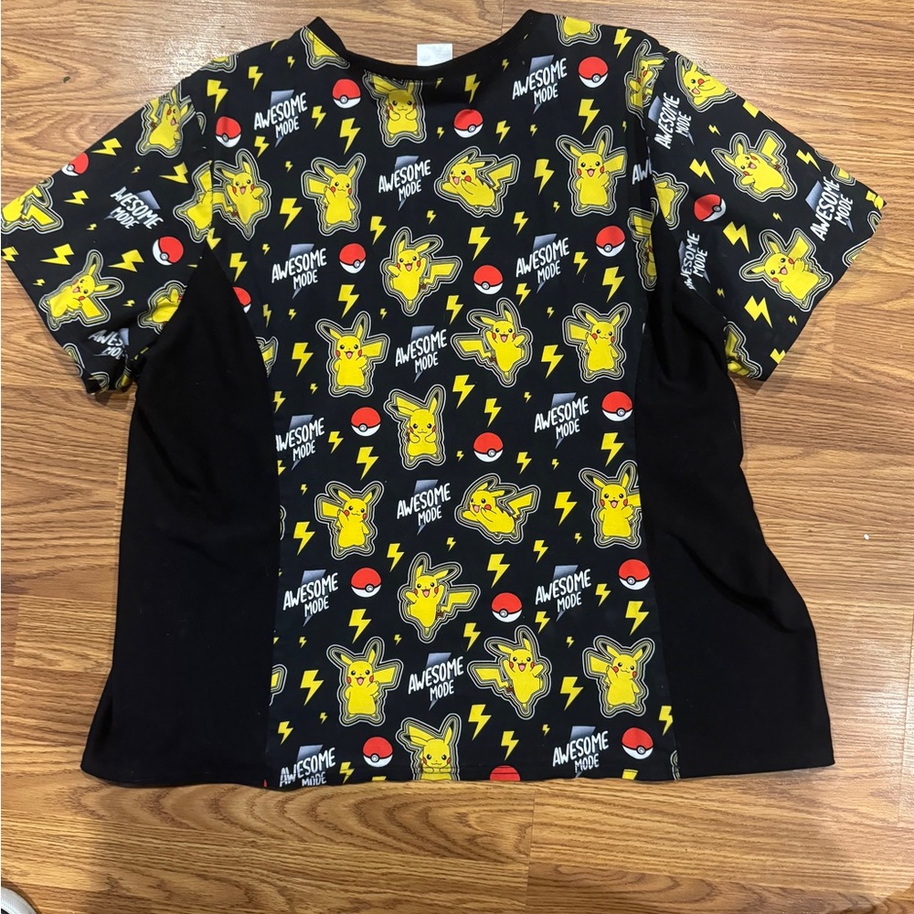 Black Pokemon Pikachu Scrub Top 2XL - Picture 5 of 9